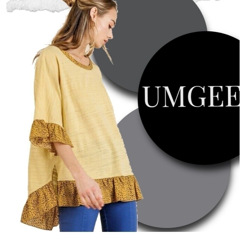 NWT UMGEE HONEY ANIMAL PRINT TOP MEDIUM
